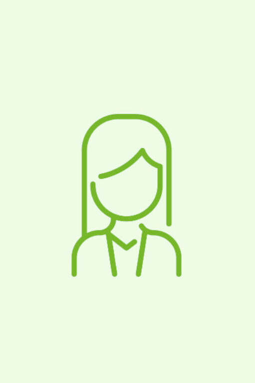 Na obrazku widnieje ciemno-zielona ikona centrum. Awatar przedstawia zarys popiersia sylwetki kobiety. Tło ikony jest w jasno-zielonego koloru.