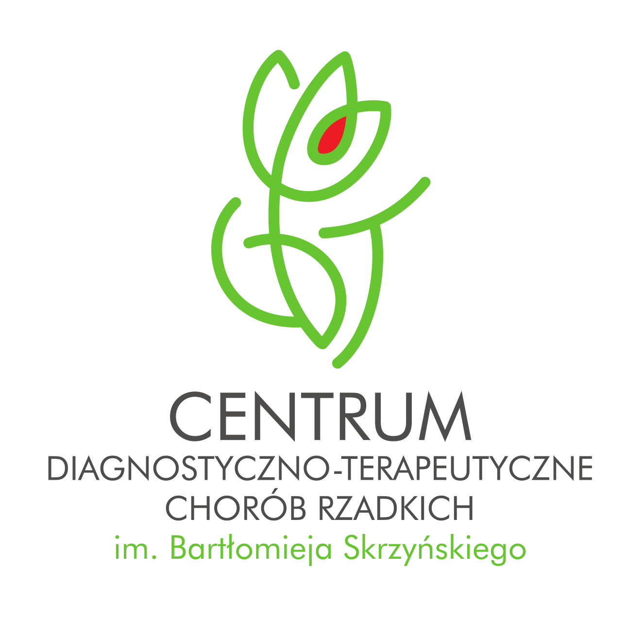 Obrazek przedstawia zielono czerwone logo centrum. na dole jest pełna nazwa centrum